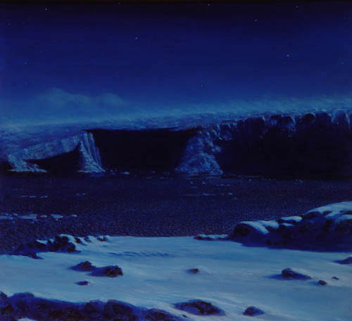 Antarctic Peninsula Palmer Station Moonlight on Glacier  David Rosenthal Oil Painting